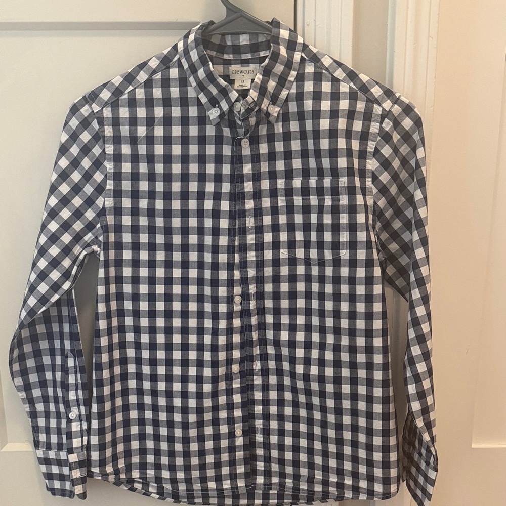 Crewcuts Navy and White Checkered Kids Button Down Shirt